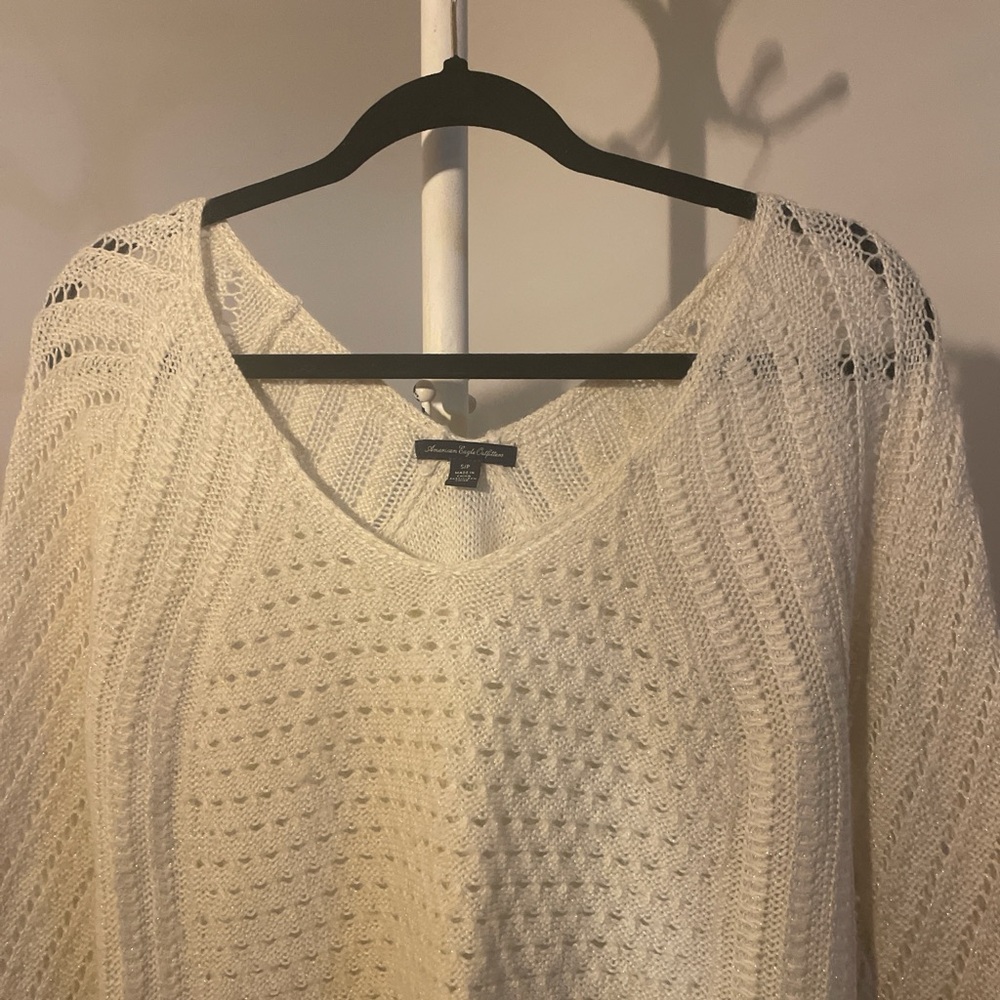American Eagle Outfitters Cream V-Neck Sweater